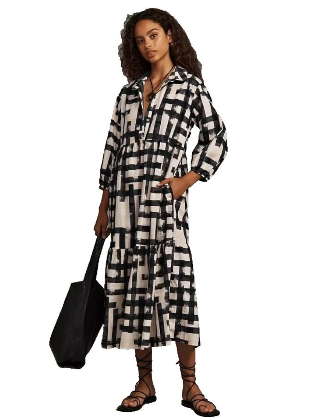 NWT Anthropologie Maeve Bettina in Carbon Plaid Cotton Shirt Dress XS - Picture 2 of 6